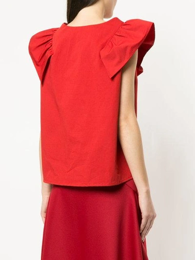 Shop Atlantique Ascoli Frill Layered Blouse In Red