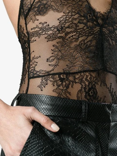 Off-white Logo Straps Lace Bodysuit In Black | ModeSens
