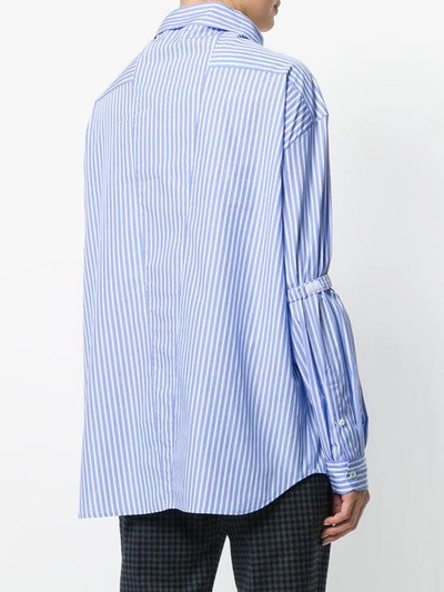 Shop Prada Pinstriped Oversized Shirts In F0076 Celeste