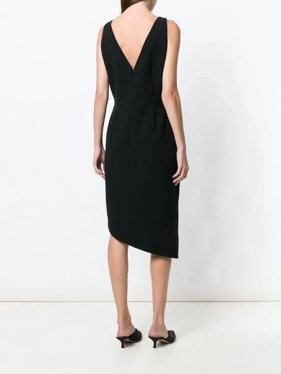 button detailed asymmetric hem dress