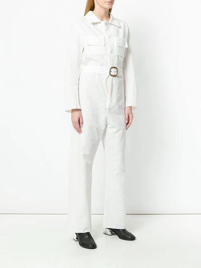 Shop Cherevichkiotvichki Belted Utility Jumpsuit - White