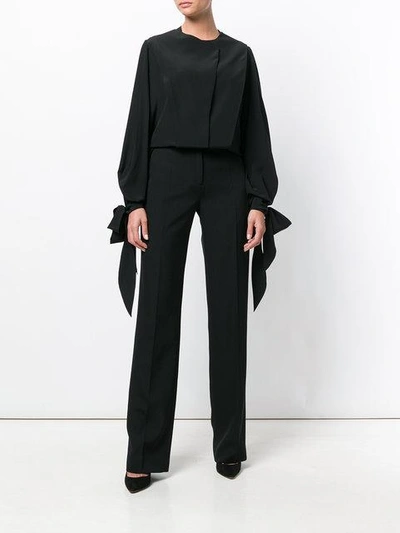 Shop Givenchy Flared Long-sleeve Blouse - Black