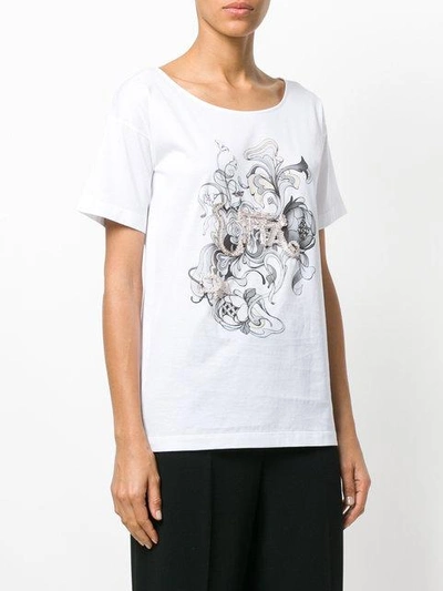 Shop Prada Embellished T-shirt In White