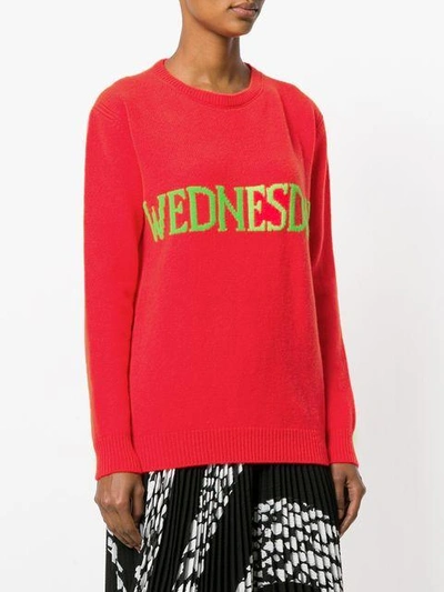 Shop Alberta Ferretti Wednesday Intarsia Jumper In Red