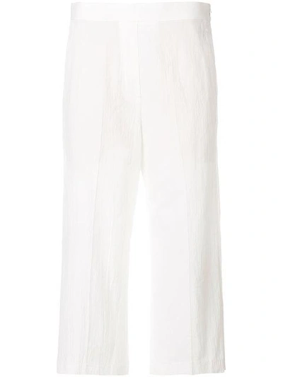 Shop Neil Barrett Cropped Straight-fit Trousers - White