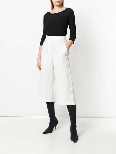 Shop Neil Barrett Cropped Straight-fit Trousers - White