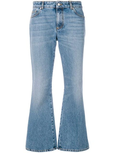 Shop Alexander Mcqueen Embroidered Flared Jeans In Blue