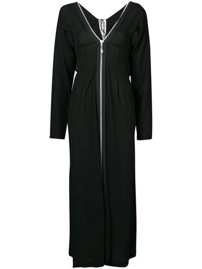 Shop Yohji Yamamoto Zip Front Maxi Dress In Black