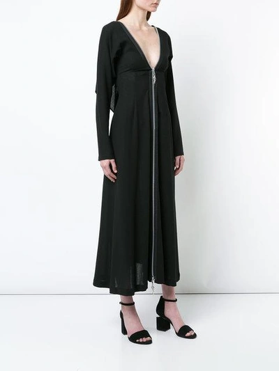 Shop Yohji Yamamoto Zip Front Maxi Dress In Black