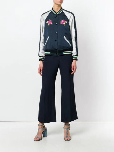 Shop Valentino Flared Trousers In Blue