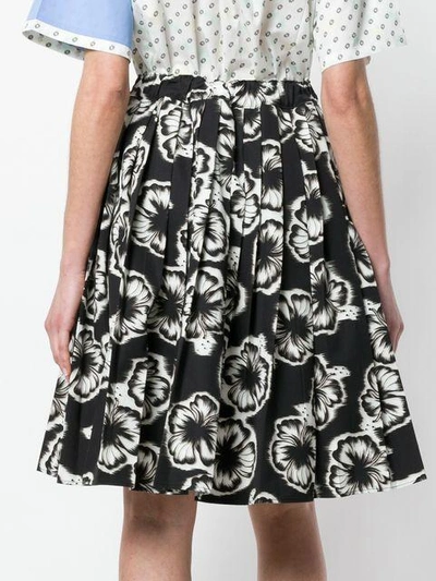 Shop Prada Hibiscus Printed Skirt In Black