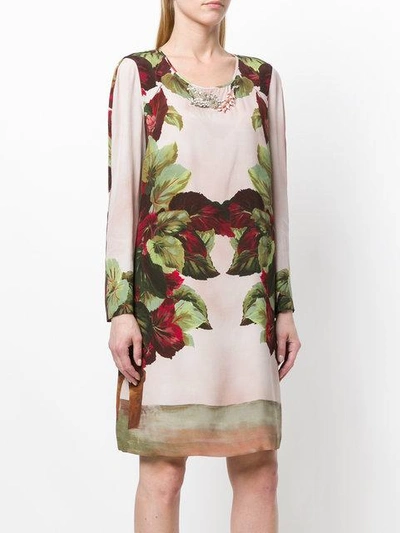 Shop Antonio Marras Embellished Printed Shift Dress In Pink