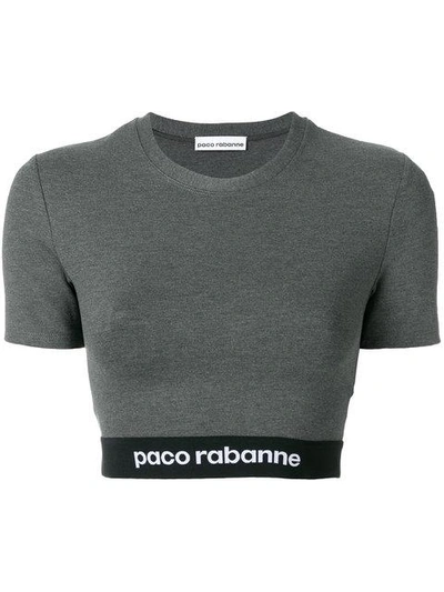 Shop Paco Rabanne Logo Print Cropped T In Grey