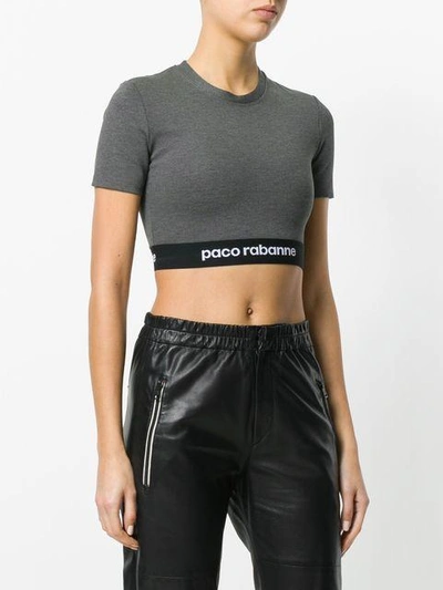 Shop Rabanne Logo Print Cropped T In Grey