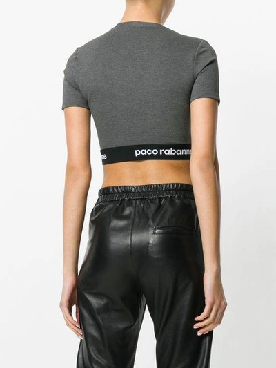 Shop Paco Rabanne Logo Print Cropped T In Grey