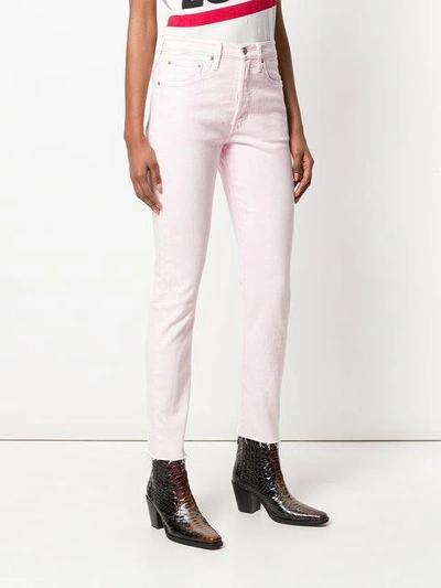 Shop Levi's Slim-fit Distressed Jeans - Pink & Purple