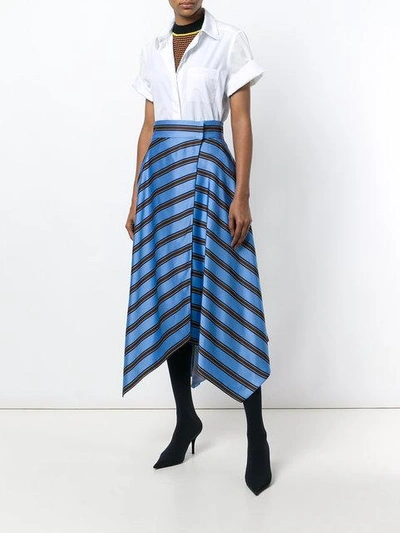 Shop Fendi Asymmetrical Hemmed Striped Skirt In Blue