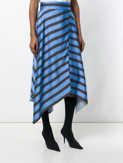 Shop Fendi Asymmetrical Hemmed Striped Skirt In Blue
