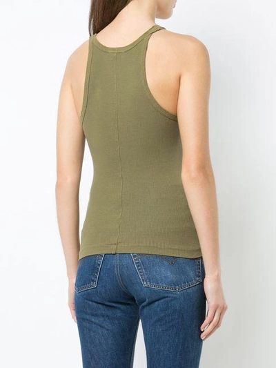 Shop Re/done Ribbed Tank Top In Green