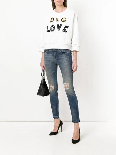 Shop Dolce & Gabbana Ripped Skinny Jeans In Blue