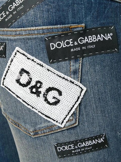 Shop Dolce & Gabbana Ripped Skinny Jeans In Blue