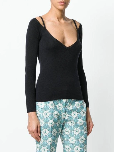 Shop Prada Off-shoulder Knitted Top - Black
