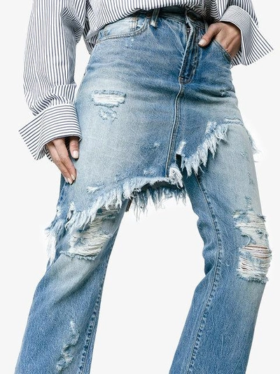 Shop R13 Double Classic Shredded Jeans In 40000 Jasper W Rips