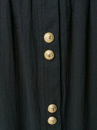 Shop Balmain Embellished Button Shirt Dress - Black