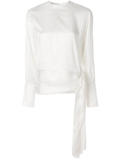 Shop Stella Mccartney Side Tie Blouse In Neutrals