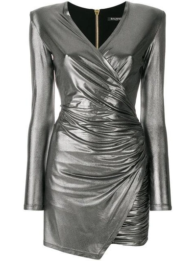 metallic V-neck dress