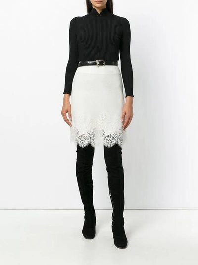 Shop Ermanno Scervino Lace Trim Skirt In White