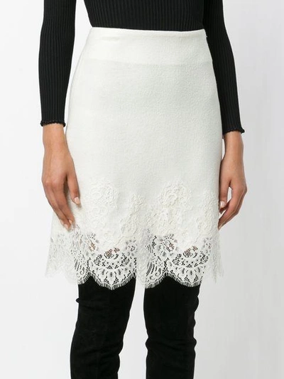 Shop Ermanno Scervino Lace Trim Skirt In White