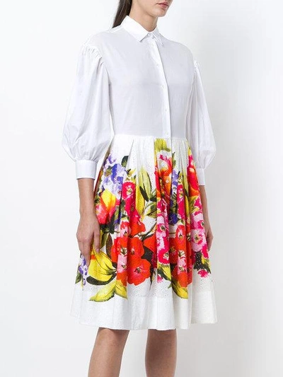 Shop Sara Roka Dual Floral Shirt Dress - White