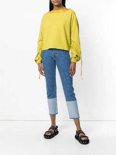 Shop Andrea Ya'aqov Oversize Laced Sweater - Yellow
