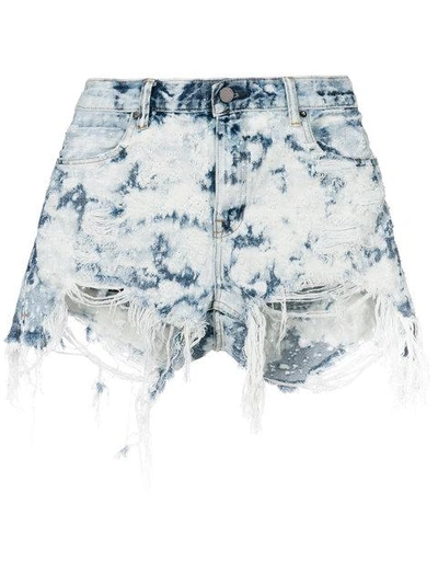 Shop Alexander Wang Distressed Detail Shorts In Blue