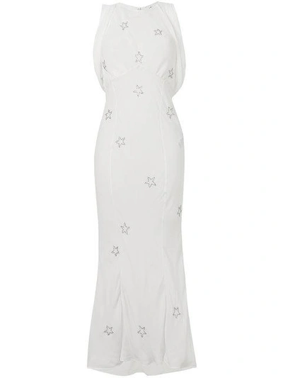 Shop Attico Embroidered Stars Long Dress In White
