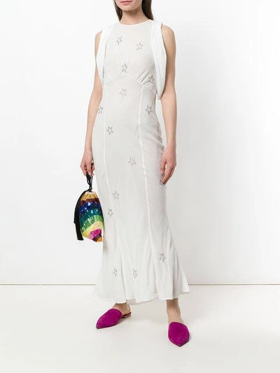 Shop Attico Embroidered Stars Long Dress In White