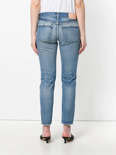 Shop Moussy Distressed Skinny Jeans In Blue