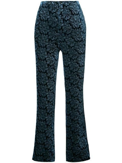 Shop Maison Margiela Floral Embroidered Trousers In Blue