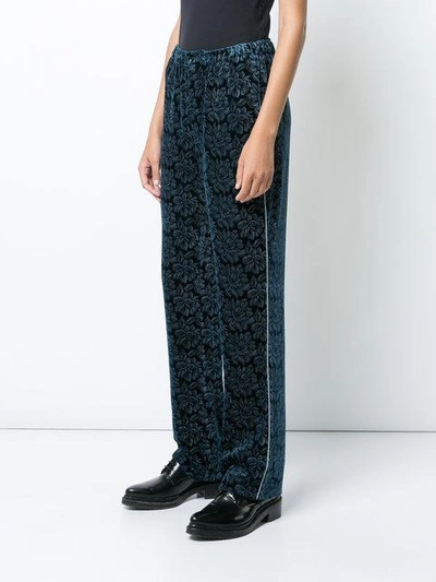 Shop Maison Margiela Floral Embroidered Trousers In Blue