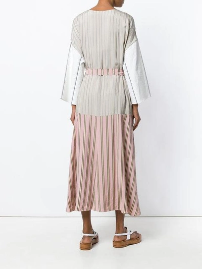 Shop Esteban Cortazar Contrast Belted Midi Dress - Multicolour