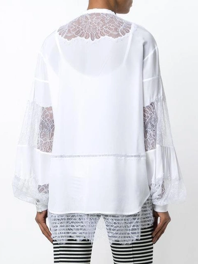 Shop Ermanno Scervino Lace-panelled Blouse - White