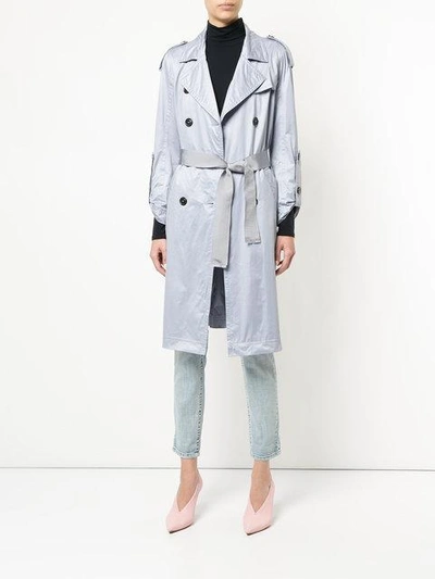 Shop Marc Cain Belted Trench Coat In Purple