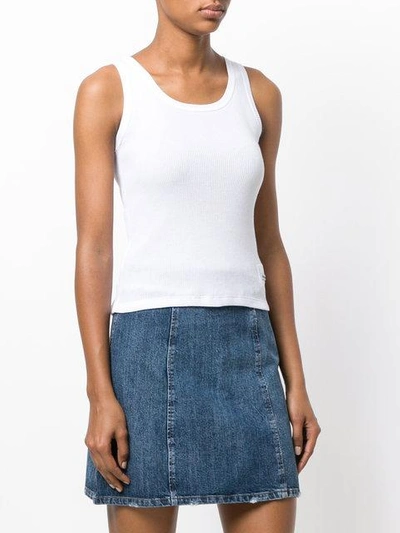 Shop Miu Miu Logo Plaque Ribbed Vest Top