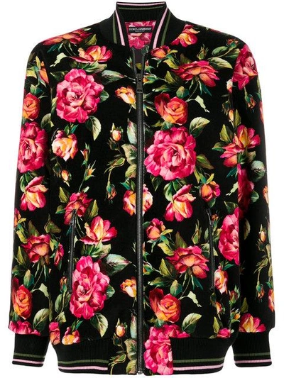 Shop Dolce & Gabbana Floral Bomber Jacket In Multicolour