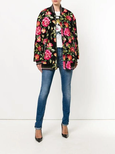 Shop Dolce & Gabbana Floral Bomber Jacket In Multicolour