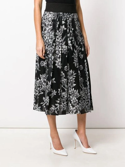 Shop Fendi Floral Print Skirt In Black