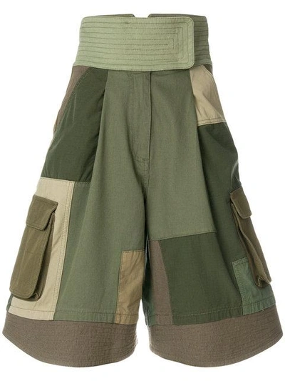 Shop Valentino Patchwork Shorts - Green