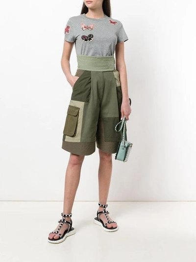 Shop Valentino Patchwork Shorts - Green