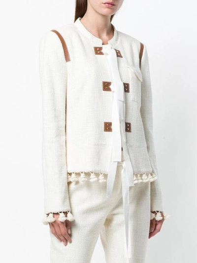 Shop Altuzarra Tassel Trim Jacket With Tie Fastening - Neutrals